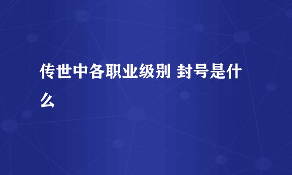 传世中各职业级别 封号是什么