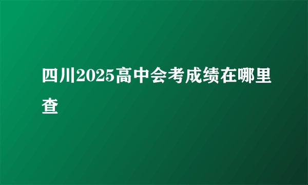 四川2025高中会考成绩在哪里查