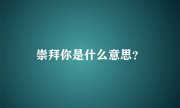 崇拜你是什么意思？