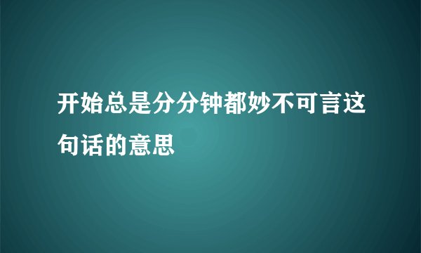 开始总是分分钟都妙不可言这句话的意思