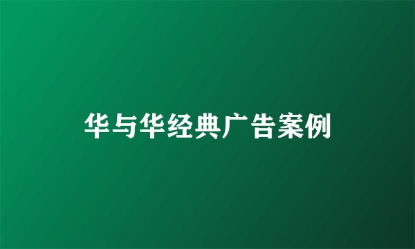 华与华经典广告案例