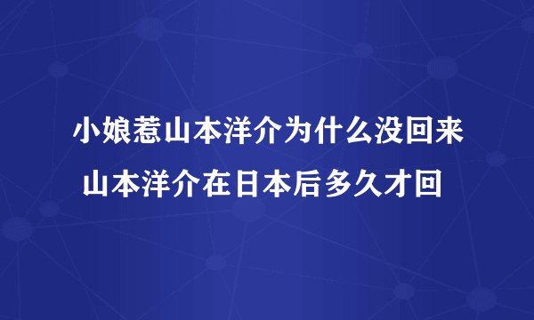 小娘惹山本洋介为什么没回来 山本洋介在日本后多久才回