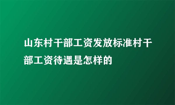山东村干部工资发放标准村干部工资待遇是怎样的