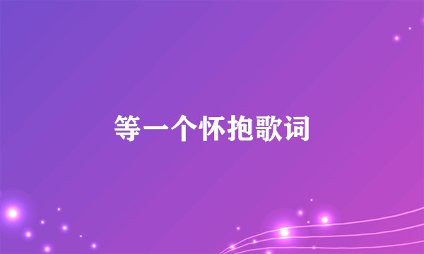 等一个怀抱歌词