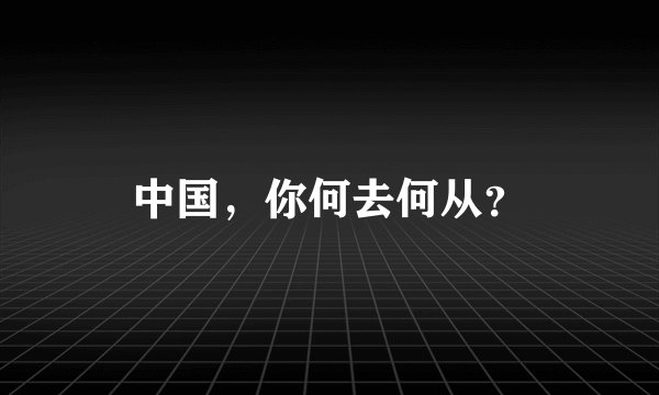 中国，你何去何从？