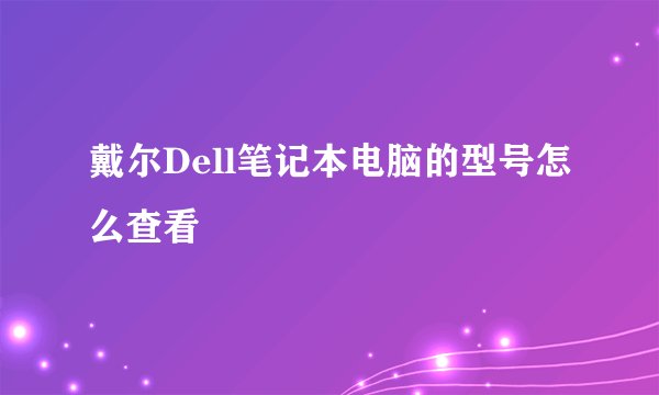 戴尔Dell笔记本电脑的型号怎么查看