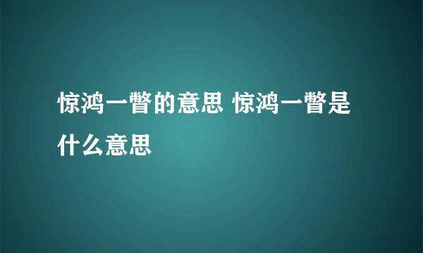 惊鸿一瞥的意思 惊鸿一瞥是什么意思