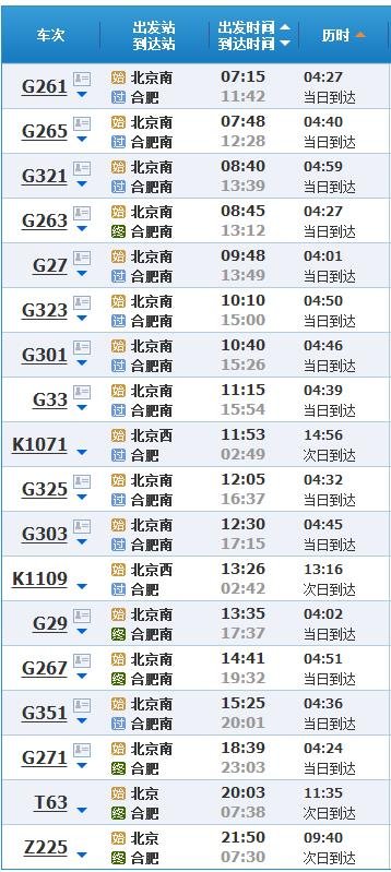 从北京到合肥坐火车要多少小时