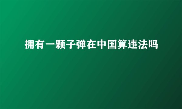 拥有一颗子弹在中国算违法吗