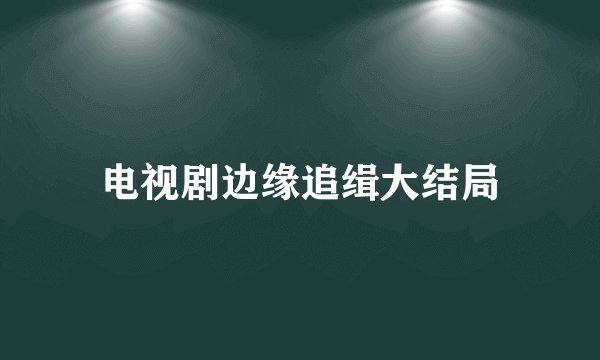 电视剧边缘追缉大结局