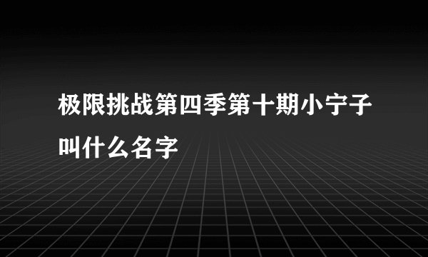 极限挑战第四季第十期小宁子叫什么名字