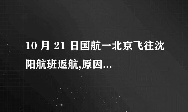 10 月 21 日国航一北京飞往沈阳航班返航,原因可能是什么?