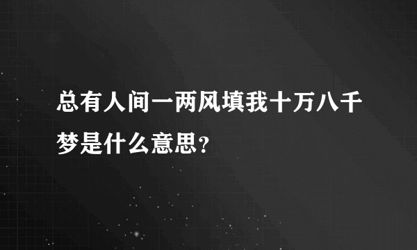 总有人间一两风填我十万八千梦是什么意思？
