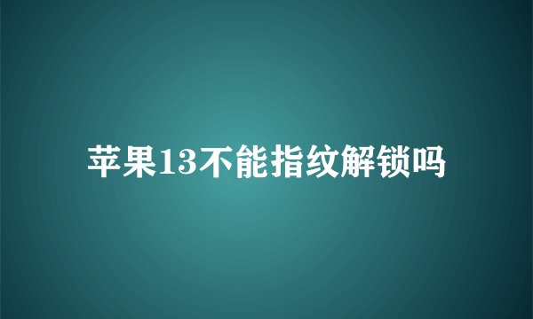 苹果13不能指纹解锁吗
