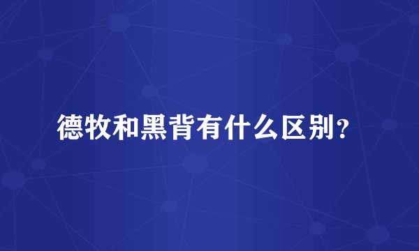 德牧和黑背有什么区别？