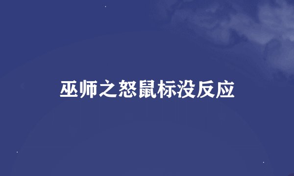 巫师之怒鼠标没反应