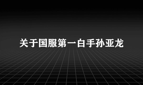 关于国服第一白手孙亚龙