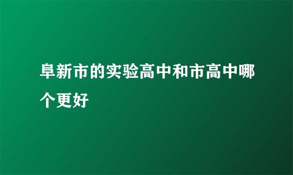 阜新市的实验高中和市高中哪个更好