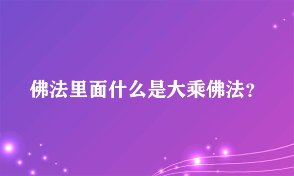 佛法里面什么是大乘佛法？