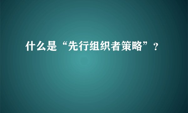 什么是“先行组织者策略”？