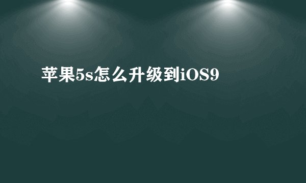 苹果5s怎么升级到iOS9