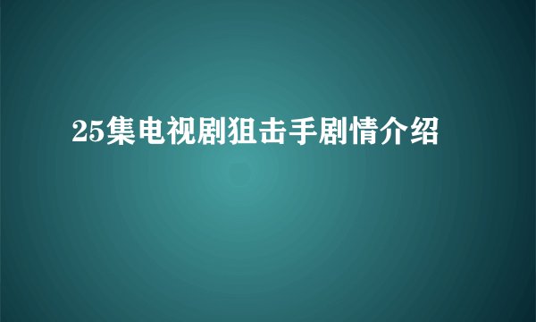 25集电视剧狙击手剧情介绍