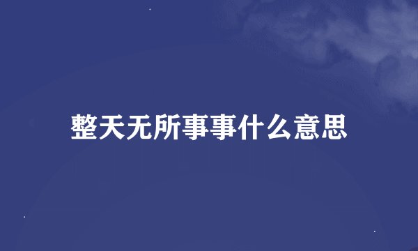 整天无所事事什么意思