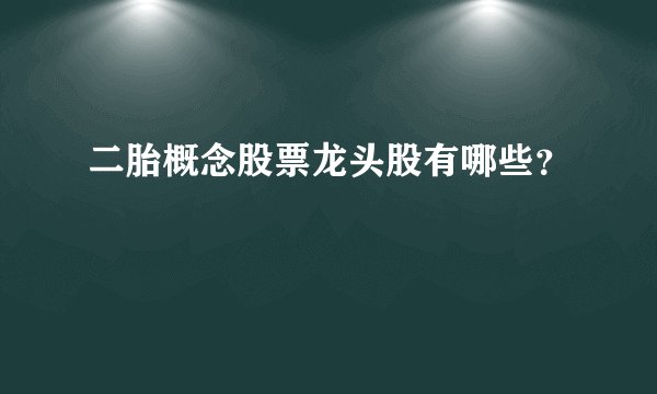 二胎概念股票龙头股有哪些？