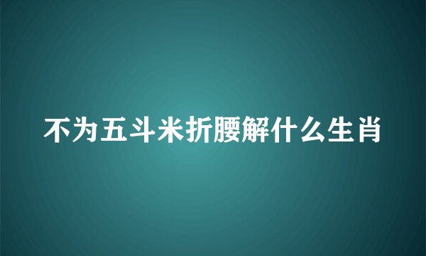 不为五斗米折腰解什么生肖
