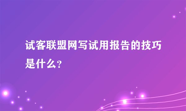 试客联盟网写试用报告的技巧是什么？