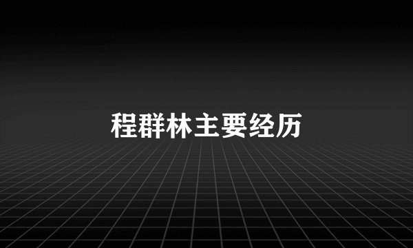 程群林主要经历