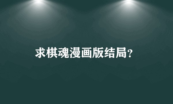 求棋魂漫画版结局？
