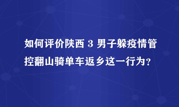 如何评价陕西 3 男子躲疫情管控翻山骑单车返乡这一行为？