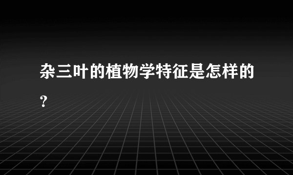 杂三叶的植物学特征是怎样的？