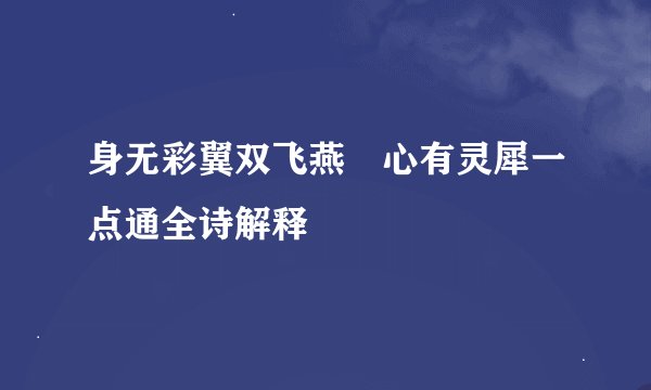 身无彩翼双飞燕 心有灵犀一点通全诗解释