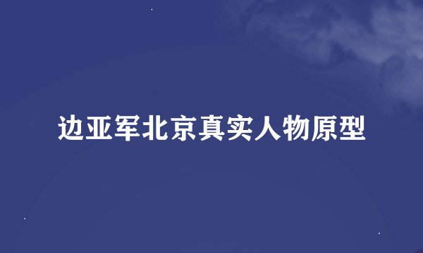 边亚军北京真实人物原型