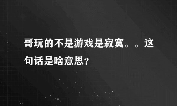 哥玩的不是游戏是寂寞。。这句话是啥意思？