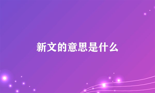 新文的意思是什么