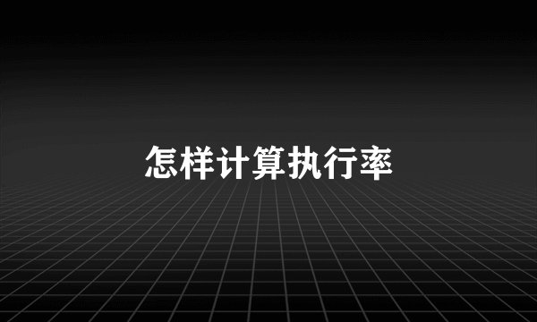 怎样计算执行率