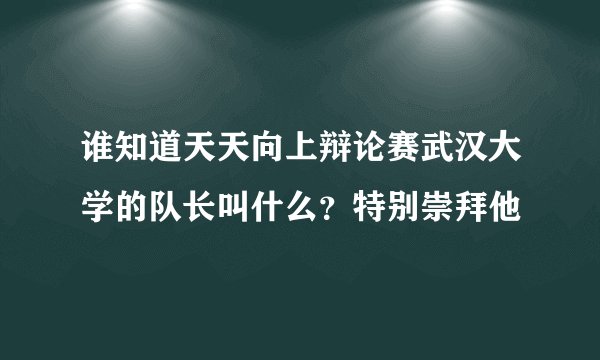 谁知道天天向上辩论赛武汉大学的队长叫什么？特别崇拜他