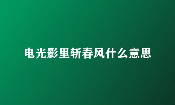 电光影里斩春风什么意思