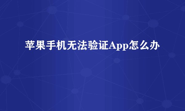 苹果手机无法验证App怎么办