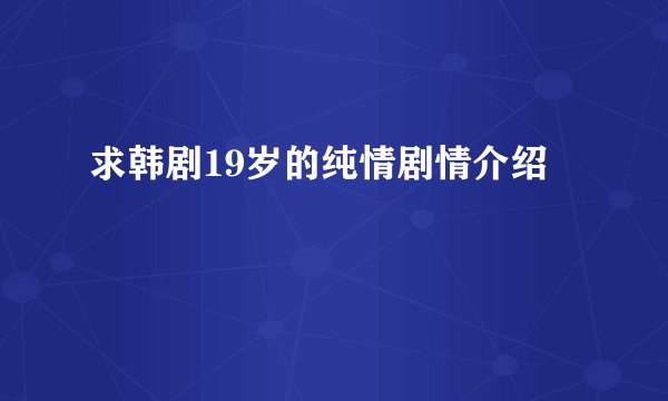求韩剧19岁的纯情剧情介绍