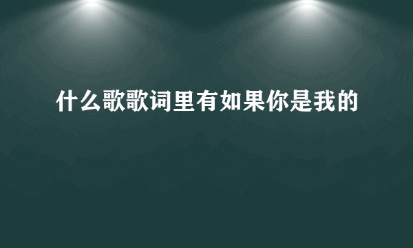 什么歌歌词里有如果你是我的