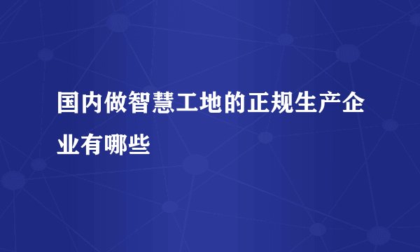 国内做智慧工地的正规生产企业有哪些