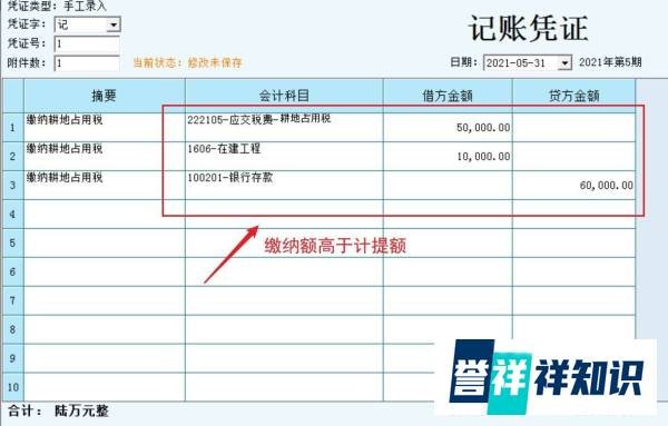 耕地占用税会计处理