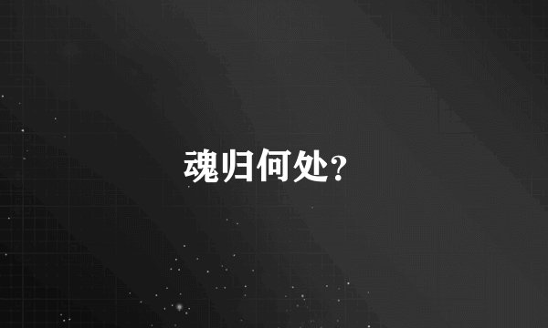 魂归何处？