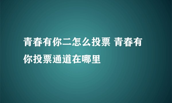 青春有你二怎么投票 青春有你投票通道在哪里