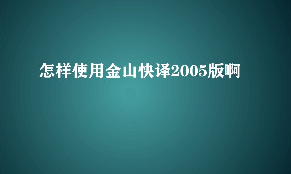 怎样使用金山快译2005版啊