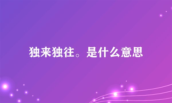 独来独往。是什么意思